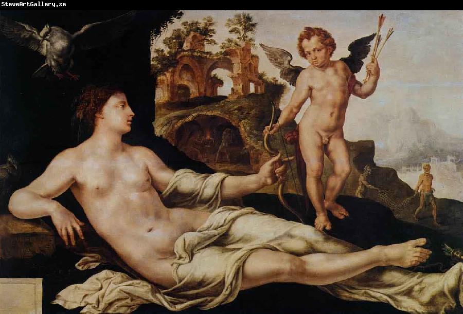 Maarten van Heemskerck Venus and Cupid